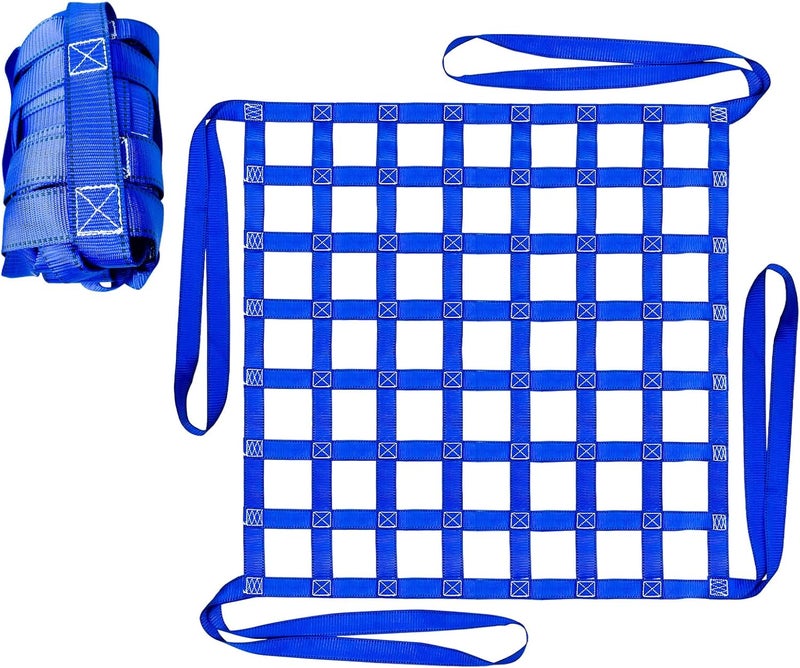 FITHOIST Cargo Lifting Net 770LBS, 3.28'x3.28' Safety Straps for Hoist 10cm Square Mesh, Sling Hoisting Net, Heavy Duty for Construction Moving Loading Unloading (Blue) - Image 1
